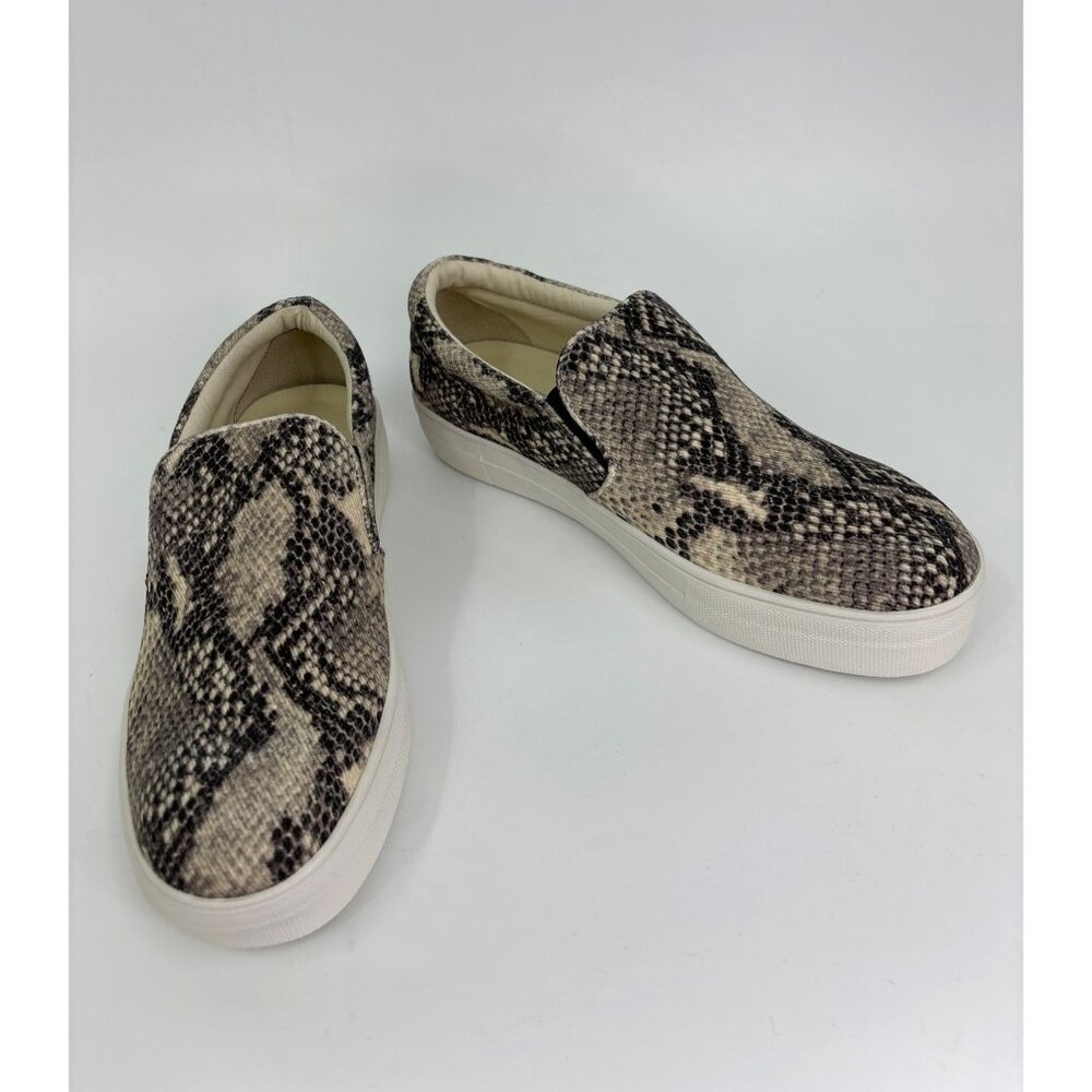 Steve Madden Gills Natural Textile Snake Slip-On Sneakers 9.5 M Taupe Gray